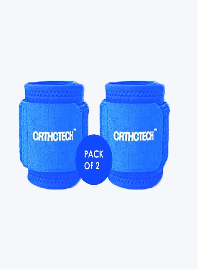 Orthotech Blue Wrist Support Wrap (Pack of 2) | Adjustable Compression for Custom Fit | Breathable and Lightweight Fabric | Velcro Closure for Secure Fit | Ideal for Sports, Fitness, and Rehabilitation (Blue) - Image 1