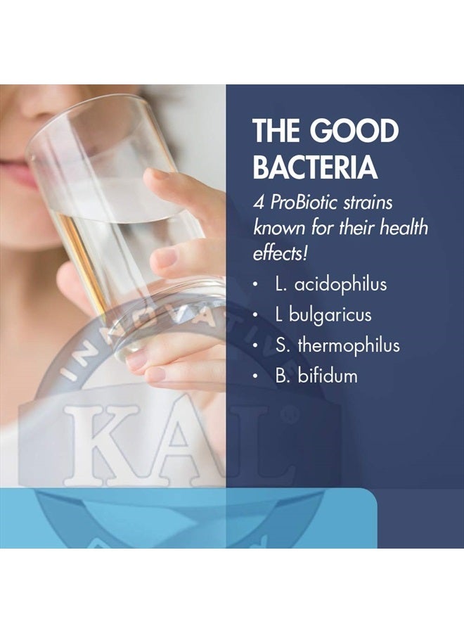 KAL Acidophilus ProBiotic-4, 500 Million CFUs, Four Probiotic Strains, Probiotics for Women and Men, Freeze Dried, L. acidophilus, L. bulgaricus, S. thermophilus, B. bifidum, 100 Servings, 100 VegCaps - Image 5