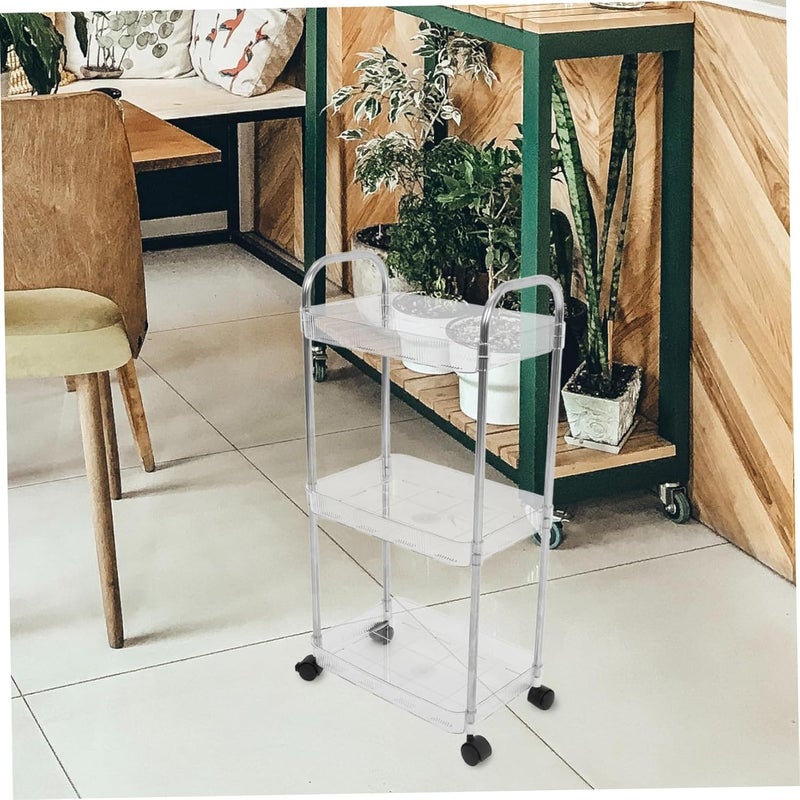 Shelf Reusable Hair Salon Rack Salon Movable Cart Movable Storage Organizer with Wheels Tiered Storage Holder Salon Trolley Salon Cart Storage for Bathroom The Pet Transparent - Image 5