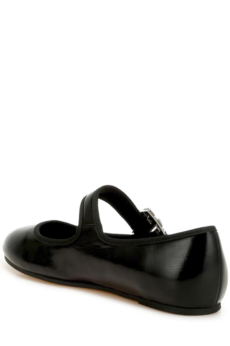 London Rag Brooch Mary Jane Sandals in Black
