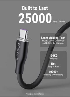 VOLTME USB C Charger Cable, 100W E-Marker USB C to USB C Cable 3.3ft, Type C Charging Cable Fast Charge for MacBook Pro 2021, iPad Pro 2021, iPad Air 4, Galaxy S21, Pixel, Switch (Black)  - Image 4