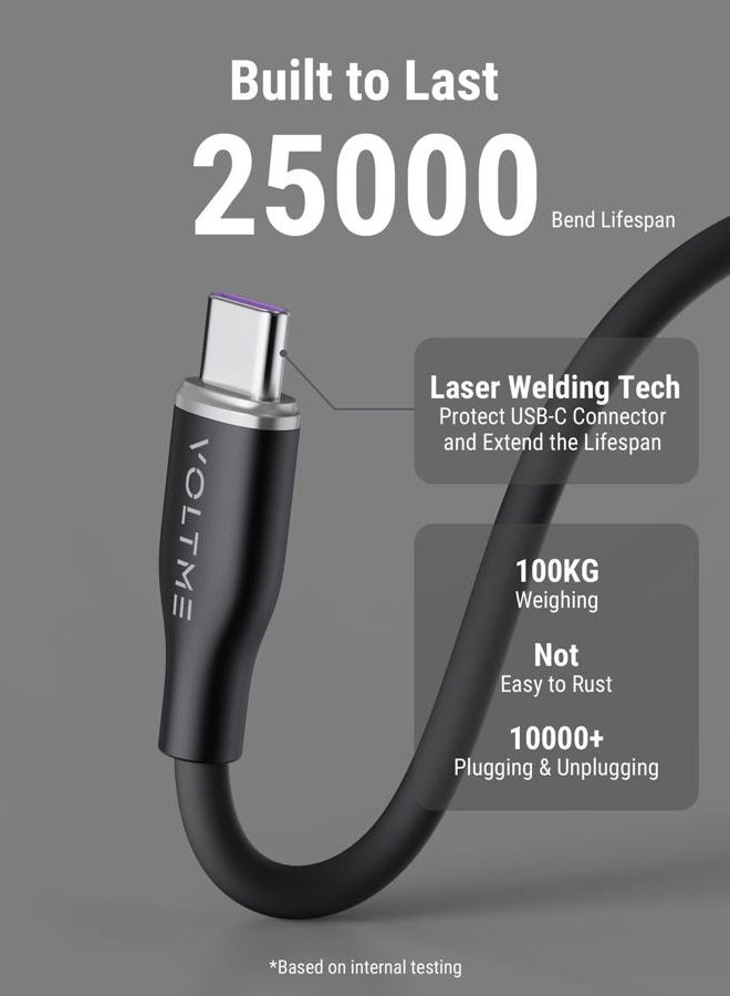 VOLTME USB C Charger Cable, 100W E-Marker USB C to USB C Cable 3.3ft, Type C Charging Cable Fast Charge for MacBook Pro 2021, iPad Pro 2021, iPad Air 4, Galaxy S21, Pixel, Switch (Black) - Image 4