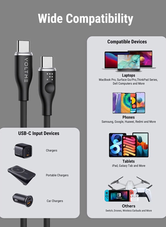 VOLTME USB C Charger Cable, 100W E-Marker USB C to USB C Cable 3.3ft, Type C Charging Cable Fast Charge for MacBook Pro 2021, iPad Pro 2021, iPad Air 4, Galaxy S21, Pixel, Switch (Black) - Image 3