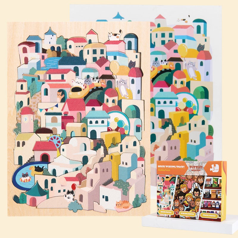 Wooden Diy Animal Jigsaw Puzzle Pile Music Game Puzzle Brain-Burning Alien Puzzle Gift Box Decoration Painting Gift - Image 1