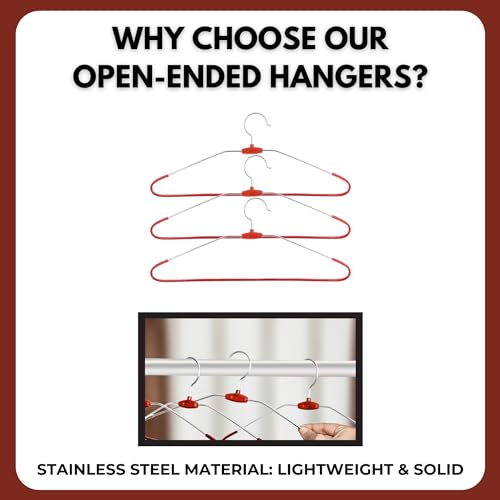 ROLLYWARE™ Premium Steel Cloth Hanger India's First Rotational Unique Design Premium Stainless Steel Hanger with Lower Band Lock - Wardrobe, Sarees, Pants, Scarfs & Other Clothes (RED Pack of 10) - Image 3