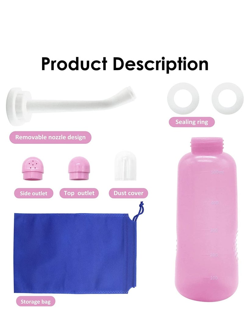 Generic Peri Bottle Travel Shattaf, Portable Travel Bidet with Carry Bag,TPE Material Can Be Boiled, 500ml Capacity with 2 Sealing Ring,Essentials for Postpartum Perineal Care,Hemorrhoid Treatment (Pink)  - Image 3