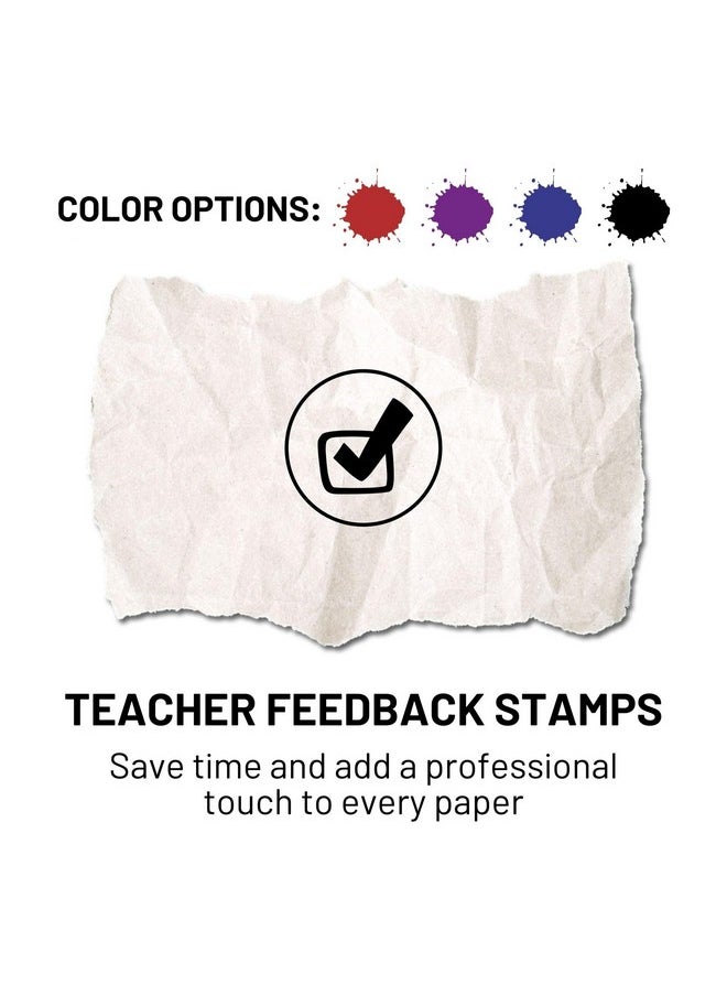 invera Selfinking Teacher Stamps For Grading Multicolor Assessment Stamp Motivational Feedback Stamps Homework Review Stamps Praise Stamp Gift (Red Check)  - Image 4