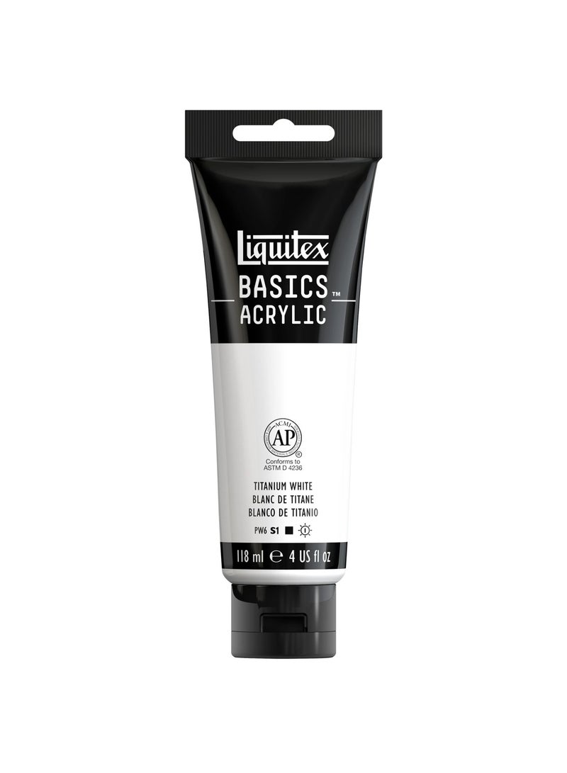 Liquitex Basics Acrylic Colour Paint Tube 118ml Content Titanium White - Image 1