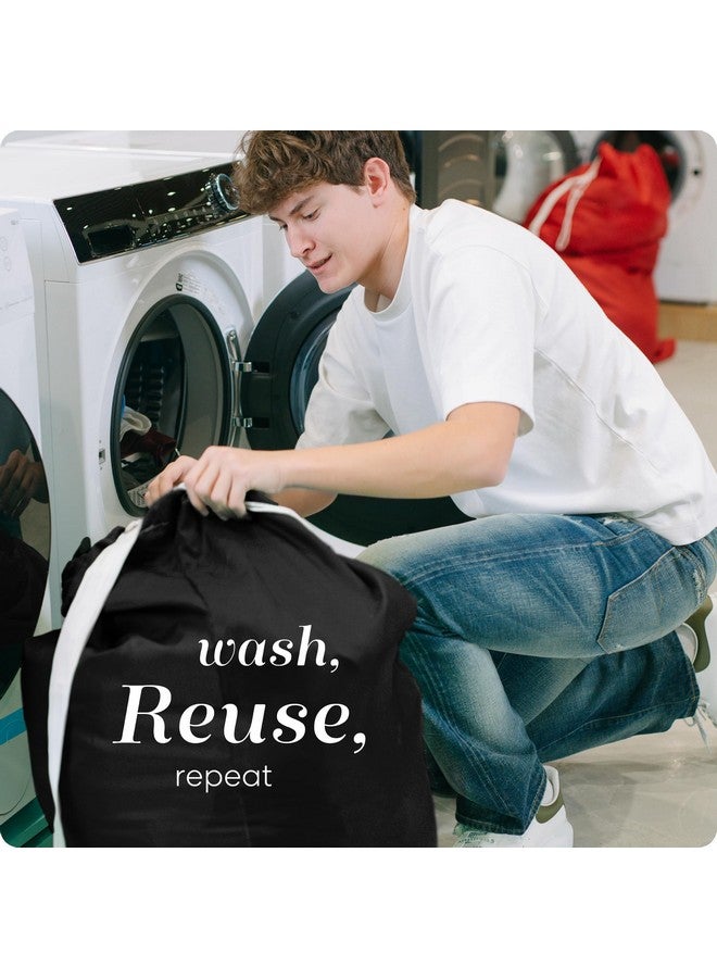 Handy Laundry Shoulder Strap Bag - Drawstring Locking Closure, Durable Nylon Material, Large Capacity, Heavy Duty Stitching, Perfect for Laundromat or College Dorm (Black | 30" x 40") - Image 4