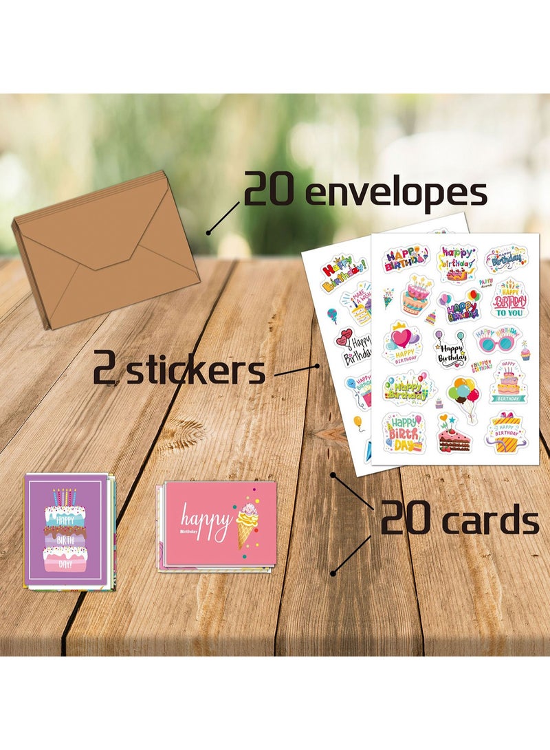 Set of 20 Adorable Birthday Cards for Boys and Girls Thick Cardstock with High Quality Envelopes Type One - Image 4