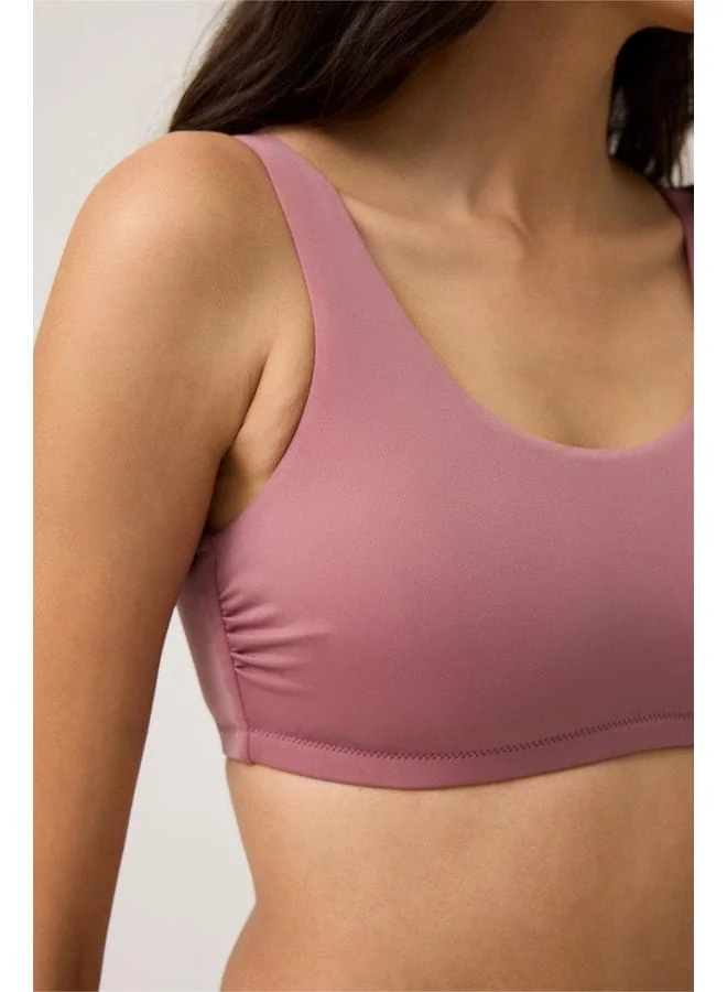 Los Ojos Burgundy Square-Neck Sport Bikini Top