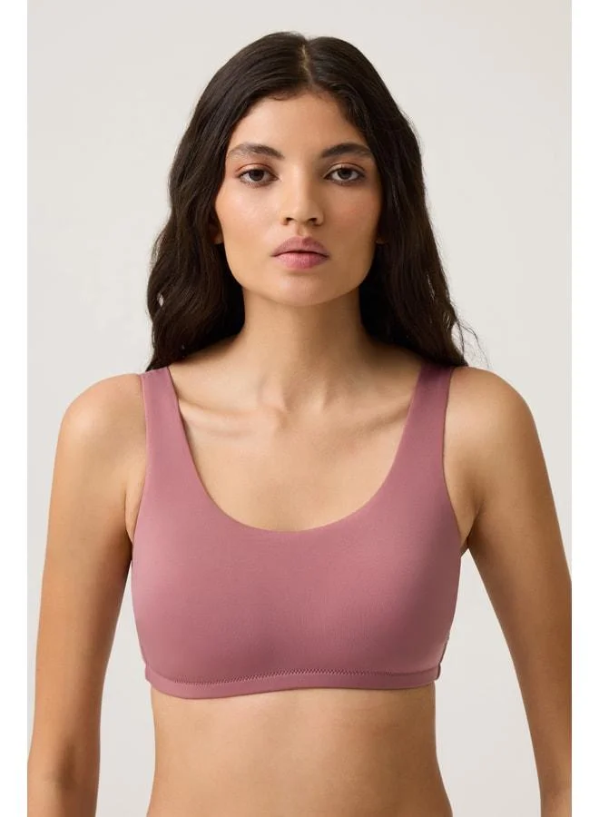 Los Ojos Burgundy Square-Neck Sport Bikini Top