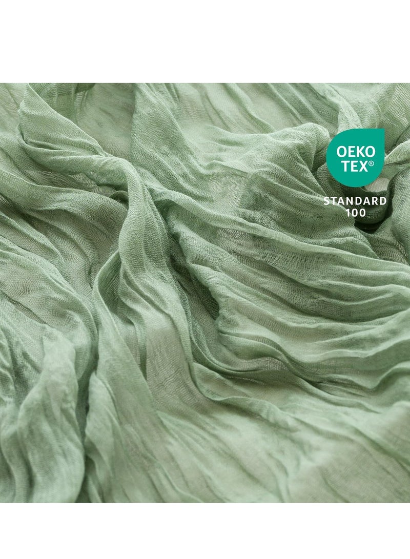 FLYROAD Translucent Table Runner Chessian Tablecloth for Wedding Reception Bridal Shower Party Decoration Table Centerpiece 90*340cm Green - Image 3