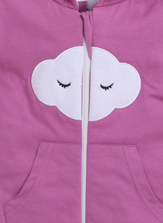 BUMZEE Mauve Girls Full Sleeves Trendy Padded Sleepsuit with Hood Age - 0-3 Months (Peb8573B-muv) - Image 4