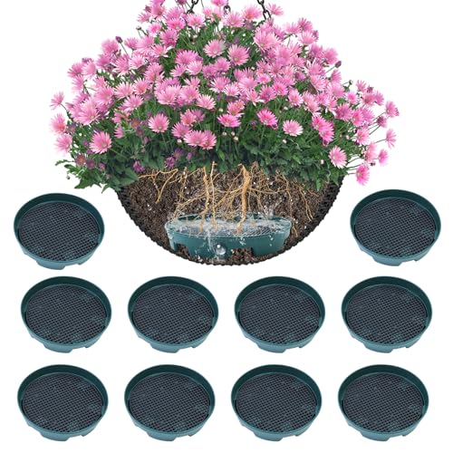 Wenfan 10 Set Invisble Hanging Basket Insert 5.1”Hang Basket Drip Pan Invisble Self Watering Planter Insert Plant Saucers Tray Plastic Water Catcher Tray Plant Auto Watering Devices For Hanging Basket - Image 1