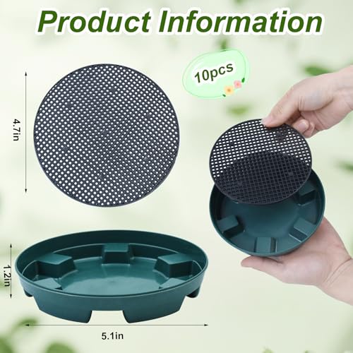 Wenfan 10 Set Invisble Hanging Basket Insert 5.1”Hang Basket Drip Pan Invisble Self Watering Planter Insert Plant Saucers Tray Plastic Water Catcher Tray Plant Auto Watering Devices For Hanging Basket - Image 2