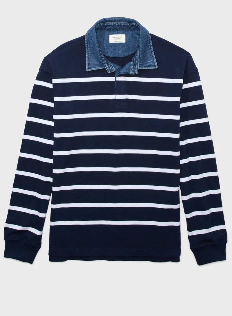 American Eagle Striped Polo