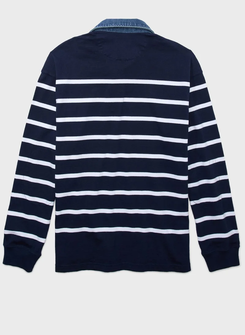 American Eagle Striped Polo