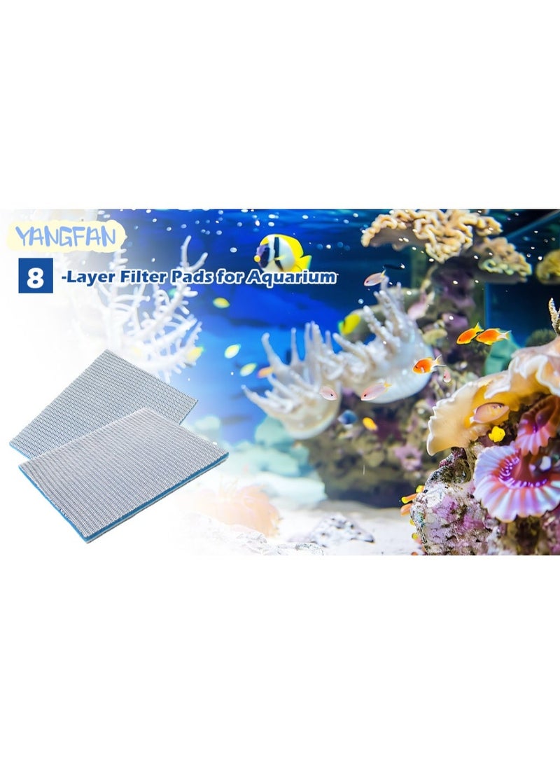 هوانكسين هوم 2 قطعة وسادة فلتر حوض للأسماك، وسادة فلتر حوض بطبقات 8 مناسبة لإكسسوارات حوض السمك، فلتر إسفنجي، تأثير فلتر ممتاز، خيط فلتر مناسب للأحواض المائية العذبة أو المالحة (الحجم 13*25 سم) - Image 2