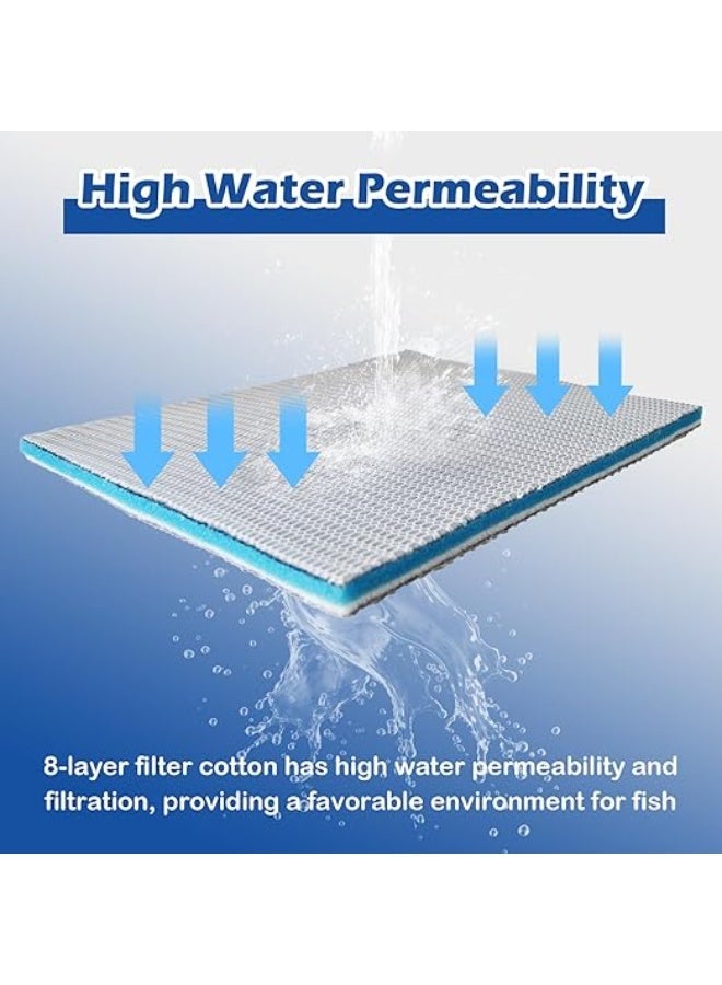 هوانكسين هوم 2 قطعة وسادة فلتر حوض للأسماك، وسادة فلتر حوض بطبقات 8 مناسبة لإكسسوارات حوض السمك، فلتر إسفنجي، تأثير فلتر ممتاز، خيط فلتر مناسب للأحواض المائية العذبة أو المالحة (الحجم 13*25 سم) - Image 1