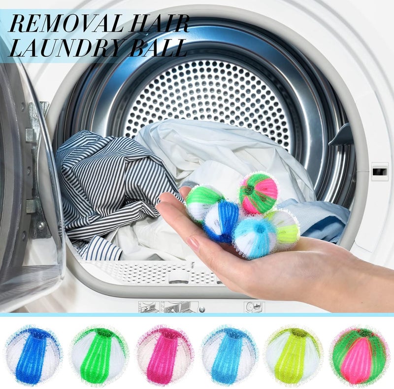 Nuenen 60 Pcs PET Hair Remover for Laundry Reusable Lint Remover Washing Balls Dog Hair Remover Cat Fur Remover Dryer Lint Catcher Dryer Lint Balls for Cats Dogs Hair on Clothes in Washing Machine 6 Colors  - Image 4