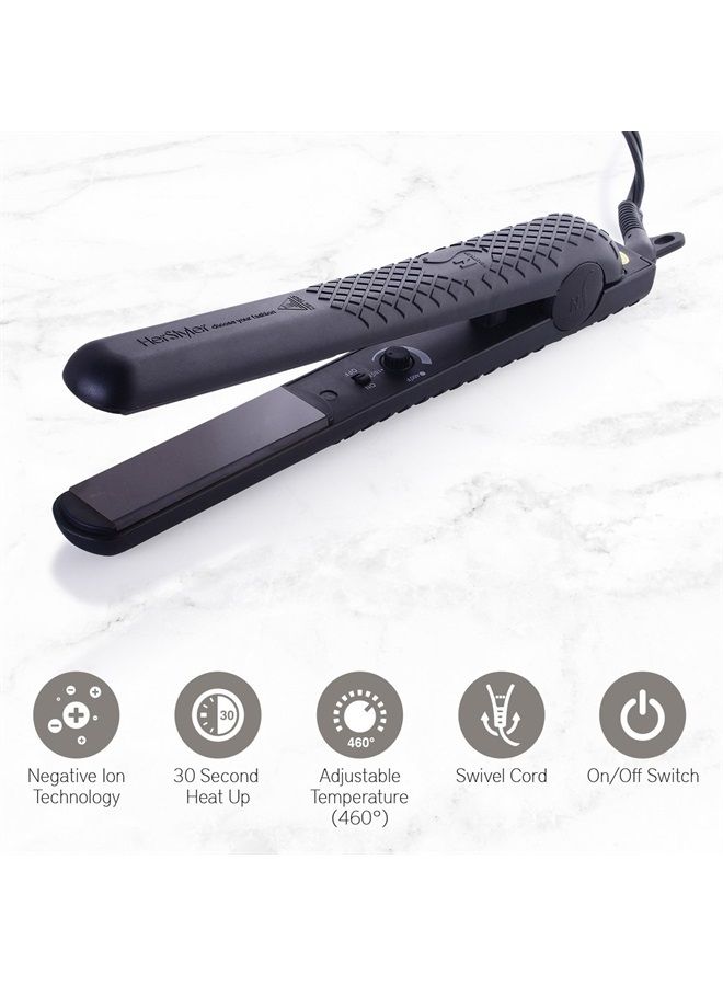 Herstyler Forever Straightening Flat Iron | Travel Friendly Dual Voltage Flat Iron 1.25 inch | Ceramic Hair Straightener For Silken Hair | Negative Ion Technology To Fight Frizz | Beautiful In Black - Image 2