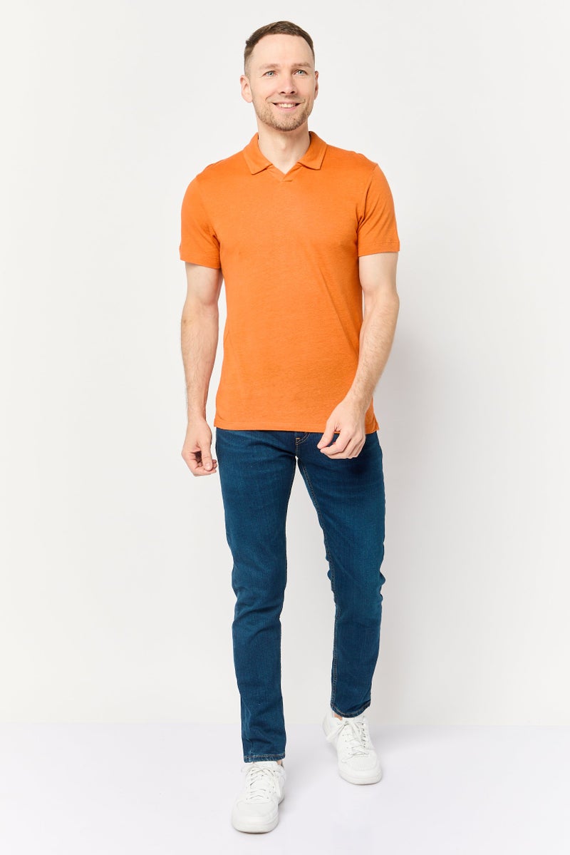 Celio Men Regular Fit Solid Short Sleeve Polo Shirt, Orange - Image 2