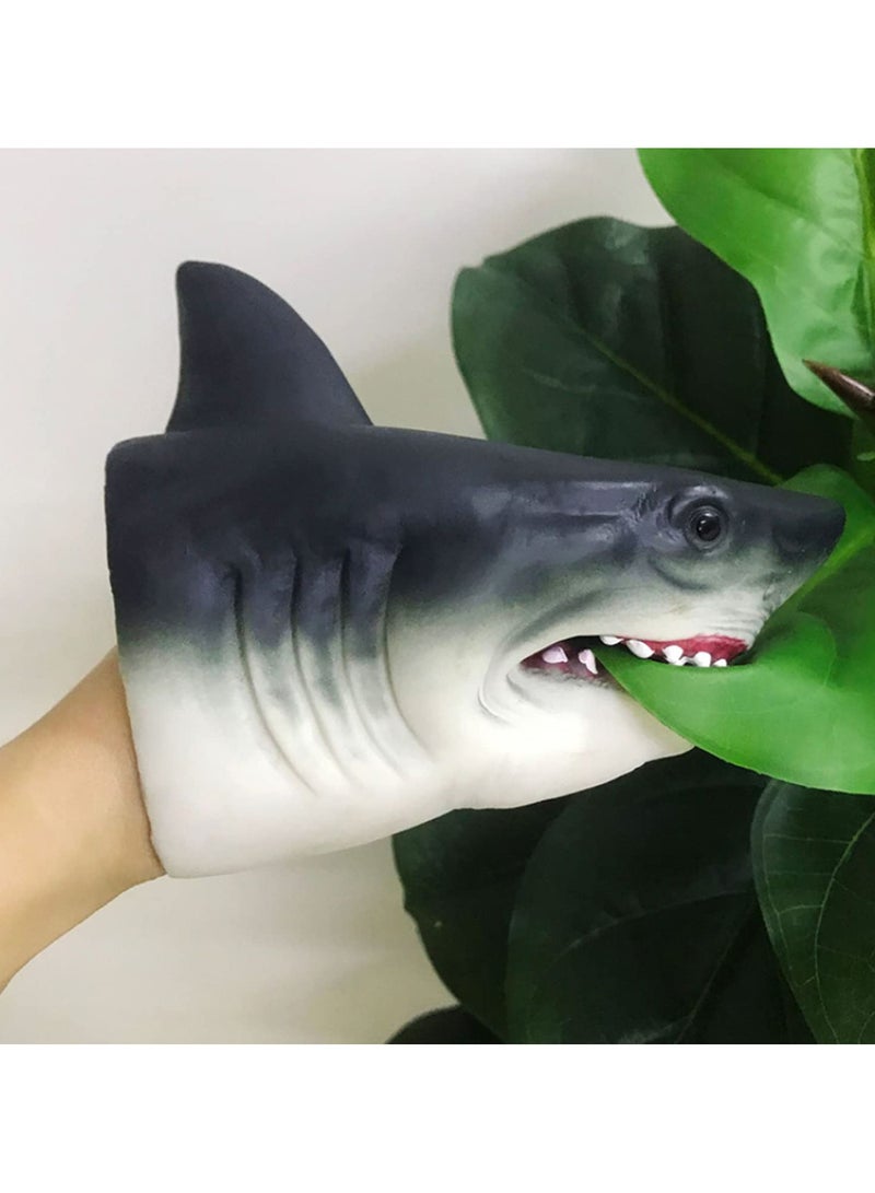 1PCS Shark Hand Puppet Kids Soft Rubber Realistic Shark Role Play Toy Realistic Soft Rubber Simulation Animal Model Shark Head Open Movable Mouth Suitable for Party Gifts Cosplay - Image 4