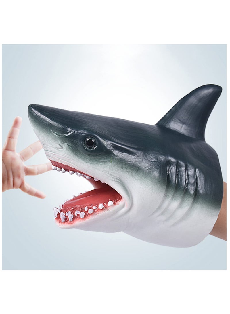 1PCS Shark Hand Puppet Kids Soft Rubber Realistic Shark Role Play Toy Realistic Soft Rubber Simulation Animal Model Shark Head Open Movable Mouth Suitable for Party Gifts Cosplay - Image 2