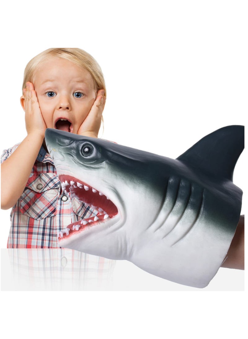1PCS Shark Hand Puppet Kids Soft Rubber Realistic Shark Role Play Toy Realistic Soft Rubber Simulation Animal Model Shark Head Open Movable Mouth Suitable for Party Gifts Cosplay - Image 5