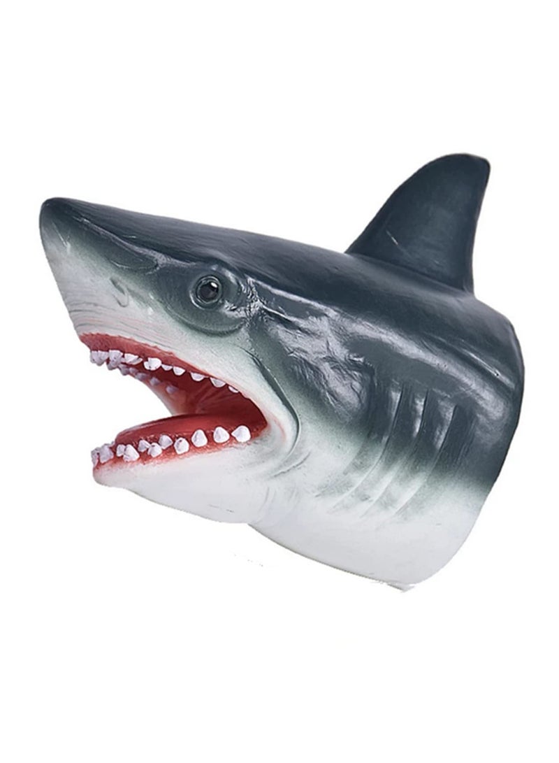 1PCS Shark Hand Puppet Kids Soft Rubber Realistic Shark Role Play Toy Realistic Soft Rubber Simulation Animal Model Shark Head Open Movable Mouth Suitable for Party Gifts Cosplay - Image 1