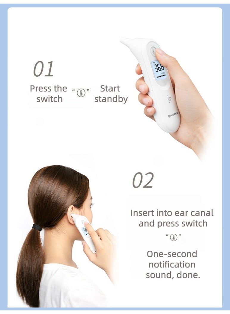 Yuwell Infrared Ear Thermometer – Digital Thermometer for Baby & Kids, 1-Second Fast Reading, 0.1°C Accuracy, 7 Memory, Large Screen, ℃/℉ - Image 5