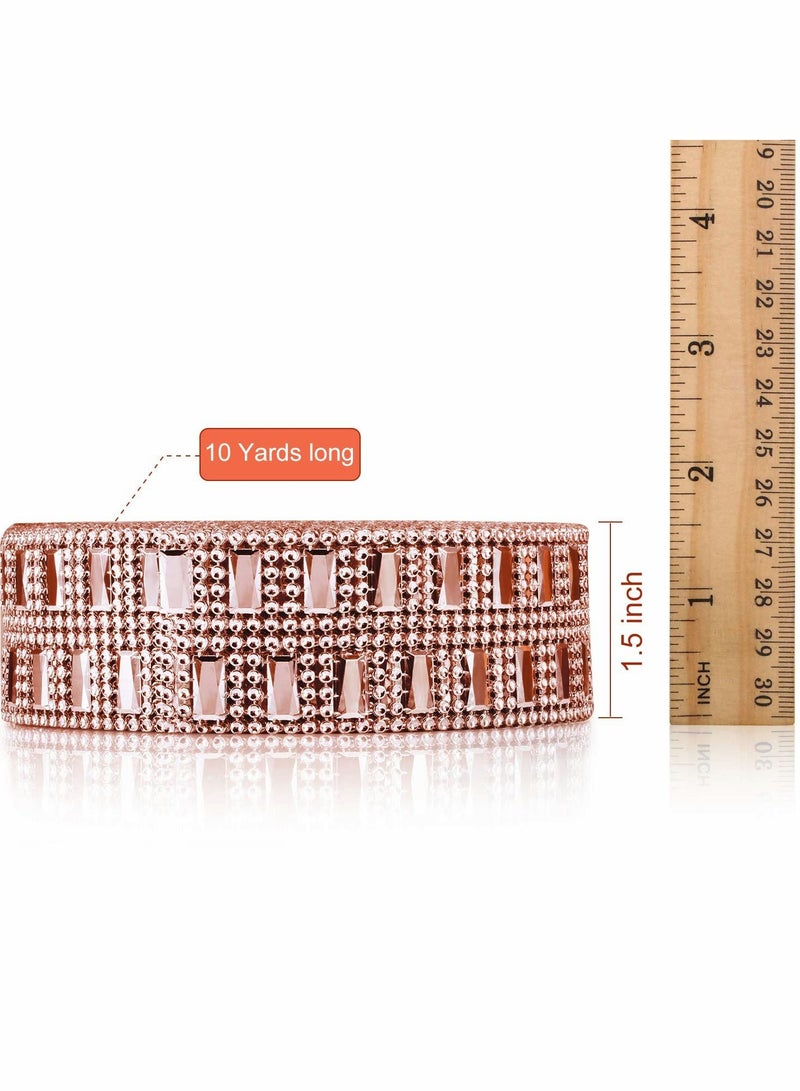 Excefore Bling Wrap Ribbon Rhinestone Diamond Ribbon Rose Gold Bling Wrap Acrylic Wrap Mesh for Wedding Cakes Birthday Decorations, Baby Shower and Craft Project Rose Gold(10 Yards) - Image 5
