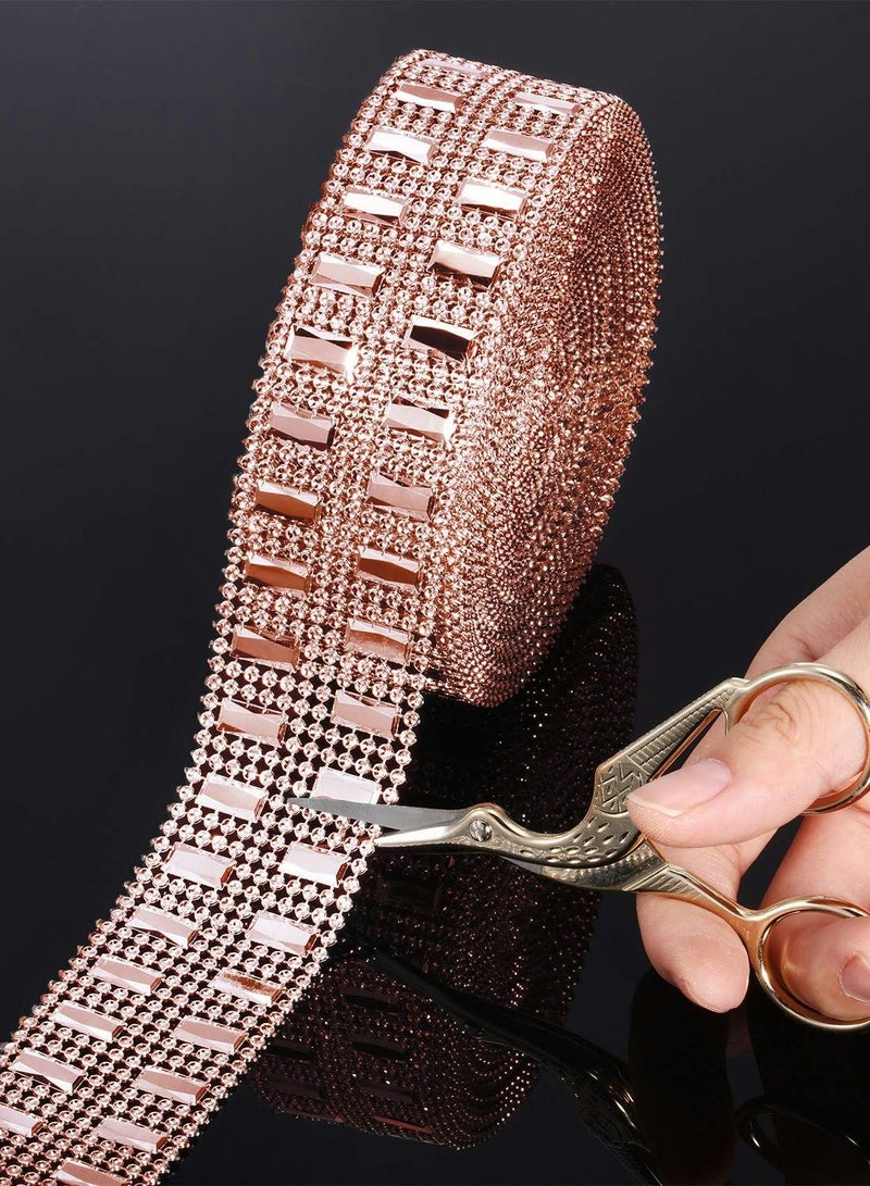 Excefore Bling Wrap Ribbon Rhinestone Diamond Ribbon Rose Gold Bling Wrap Acrylic Wrap Mesh for Wedding Cakes Birthday Decorations, Baby Shower and Craft Project Rose Gold(10 Yards) - Image 3