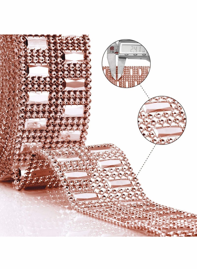 Excefore Bling Wrap Ribbon Rhinestone Diamond Ribbon Rose Gold Bling Wrap Acrylic Wrap Mesh for Wedding Cakes Birthday Decorations, Baby Shower and Craft Project Rose Gold(10 Yards) - Image 2