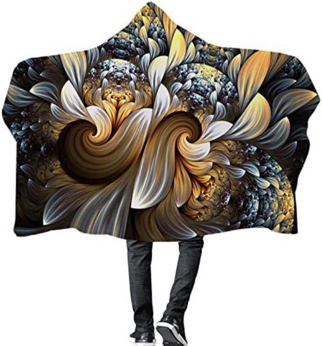 Colourful Winter Plush Wearable Cloak Double-Layer Bath Children Adult Throw Printed Hooded Blanket Daily Use (Colour: 7 Size: 200150) (13,200 x 150) - Image 4