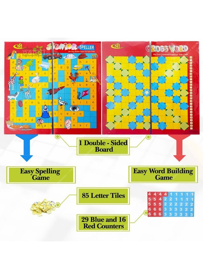 Kids Mandi - Junior Speller Crossword Board Game | Mind Developing, Vocabulary, Learning, Word Building Game For Kids & Family | English Spelling Crossword Puzzle Game - Image 1