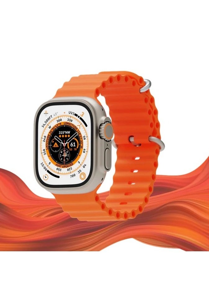 Ultra The New DT NO.1 ULTRA Smart Watch Series 8 With A Full Screen Works With The Android And IOS System Is Responsive Wireless Charging And Supports GPS, Size 49 mm -  Orange Color  - Image 1
