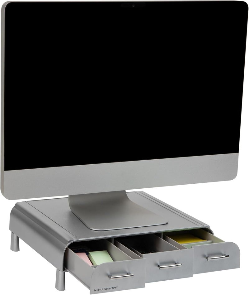 Mind Reader PC, Laptop, IMAC Monitor Stand and Desk Organizer, Silver - Image 1