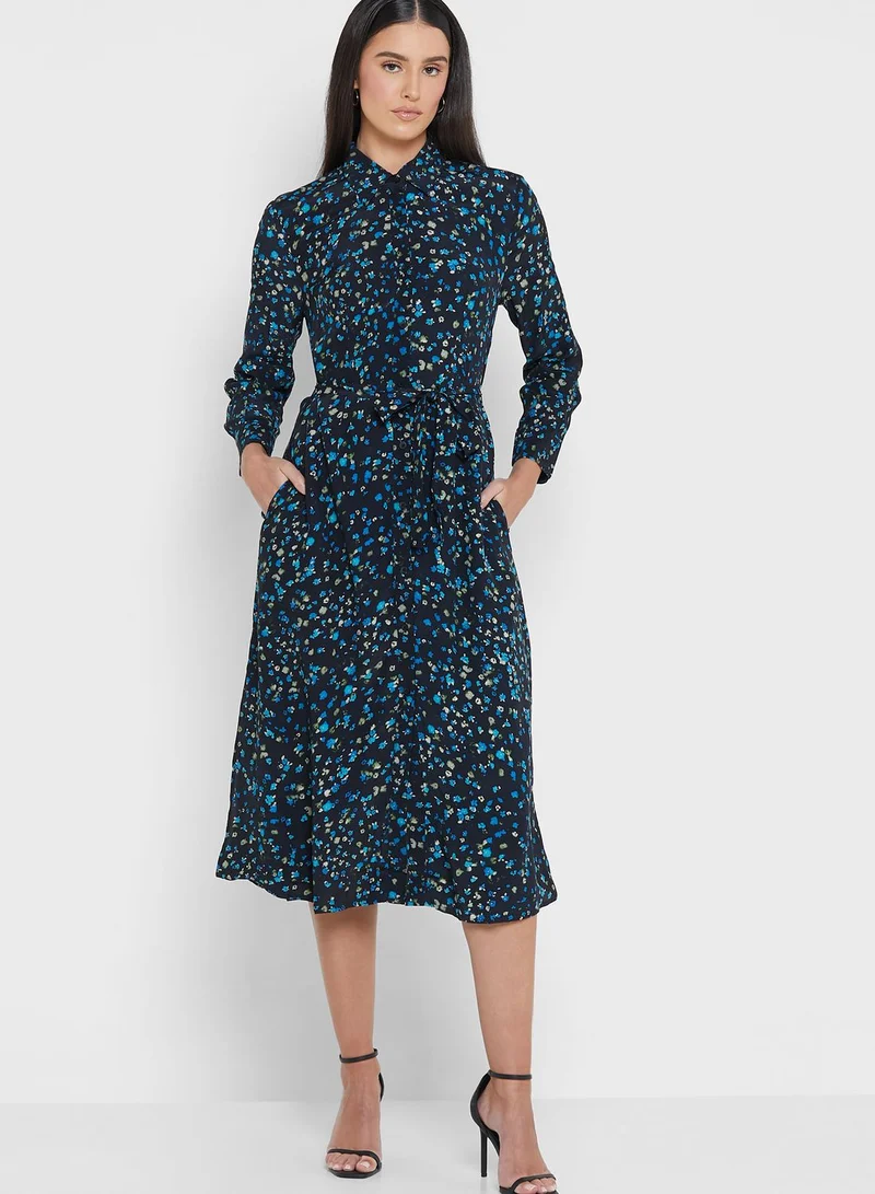 French Connection Floral Print Button Detail Dress