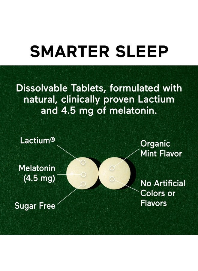 SMARTERNUTRITION Smarter Nutrition Smarter Sleep Melatonin Dissolvable Tablets 4.5 mg + Natural Clinically Proven Lactium® for Sleep & Stress Support - Mint Flavor Melatonin Tablets - Non-GMO-60 Count[30-Day Supply] - Image 5