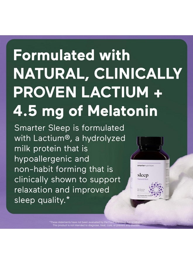 SMARTERNUTRITION Smarter Nutrition Smarter Sleep Melatonin Dissolvable Tablets 4.5 mg + Natural Clinically Proven Lactium® for Sleep & Stress Support - Mint Flavor Melatonin Tablets - Non-GMO-60 Count[30-Day Supply] - Image 3