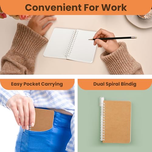 TWONE Spiral Notebook, 5 Pack Small Pocket Size Notebooks for Writing Drawing Note Taking, 3.5”x5.5”, 180 Ruled Pages, 90 Sheets - Image 5