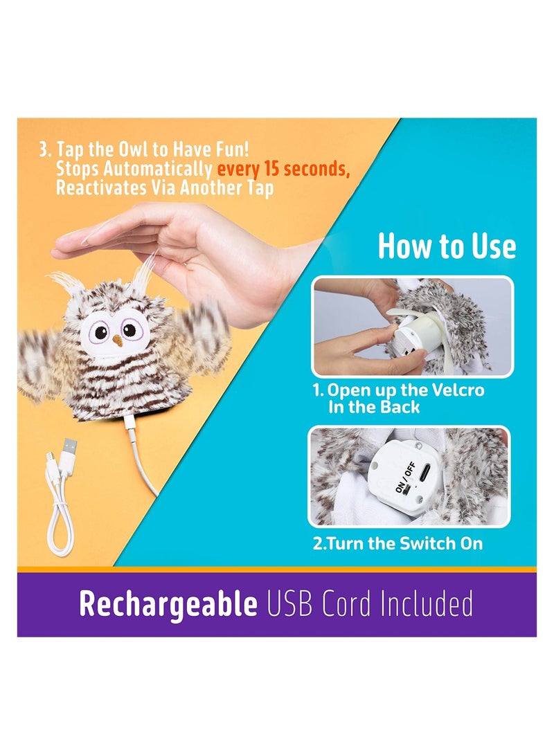 Excefore Interactive Flapping Wings Owl Cat Toys, Rechargeable Automatic Chirping Owl Cat Toy with Catnip, Auto Beating Wings Flying Bird Cat Toys for Indoor Cats to Play Alone, Never Boredom - Image 4