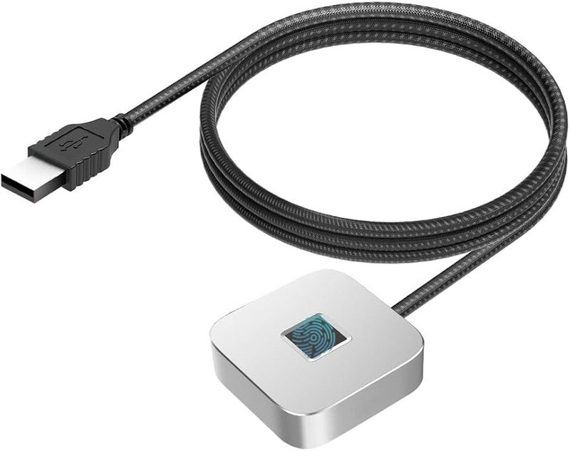 Silver USB Fingerprint Reader Fast 360 Touch Recognition Biometric Scanner for Windows 10 11 Hello - Image 1