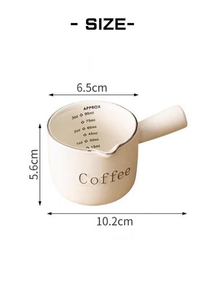 ShebSheb - Ceramic Espresso Cups with Handle,Measuring Cups with Double Scale,Espresso Shot Glass with V-Shaped Mouth - Image 1
