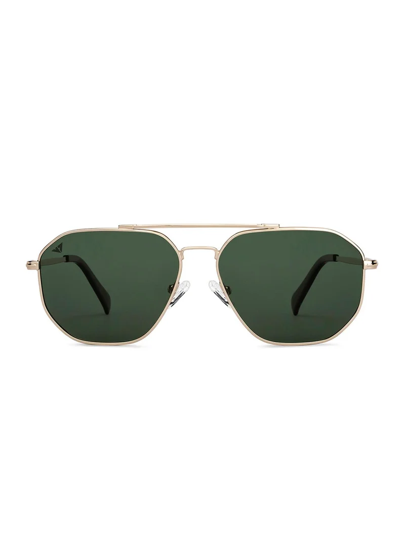 VINCENT CHASE Vincent Chase By Lenskart | Gold Green Full Rim Pilot Branded Latest and Stylish Sunglasses | 100% UV Protected | Men &amp; Women | Large | VC S14495