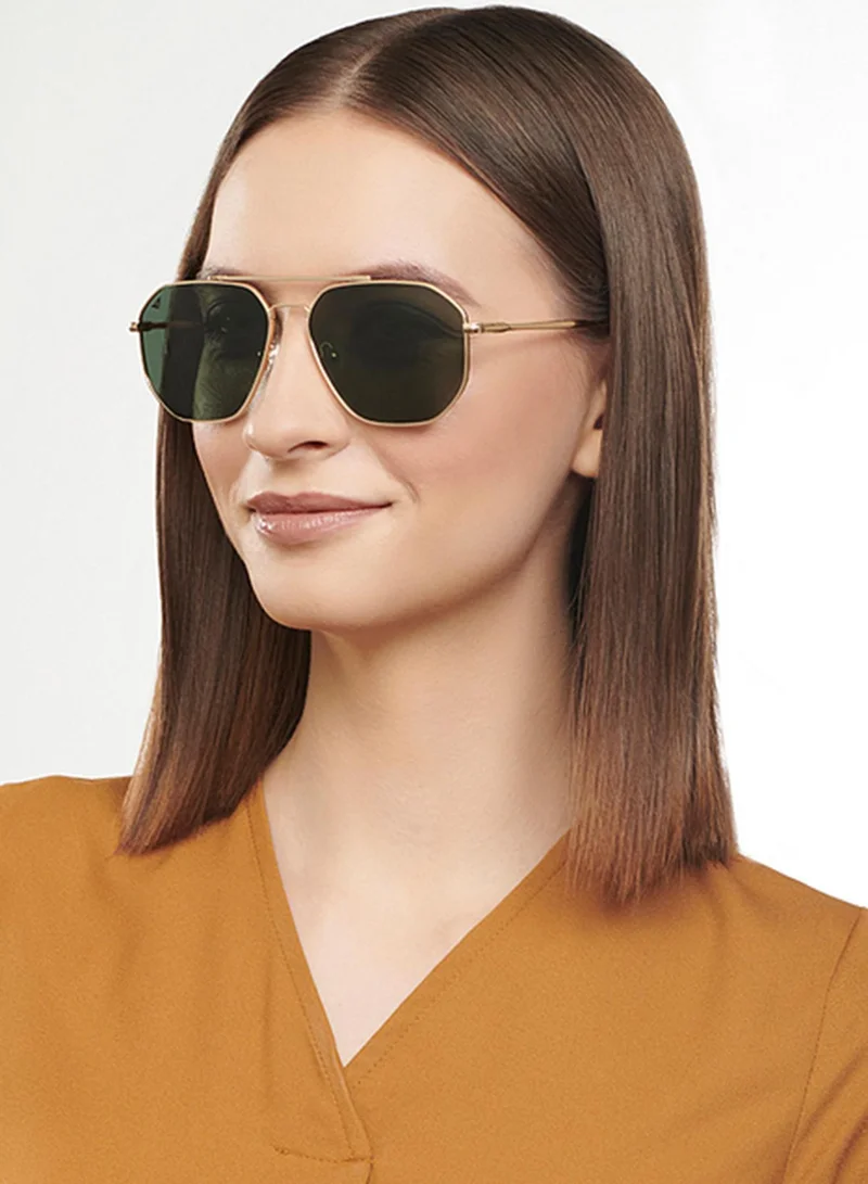 VINCENT CHASE Vincent Chase By Lenskart | Gold Green Full Rim Pilot Branded Latest and Stylish Sunglasses | 100% UV Protected | Men &amp; Women | Large | VC S14495