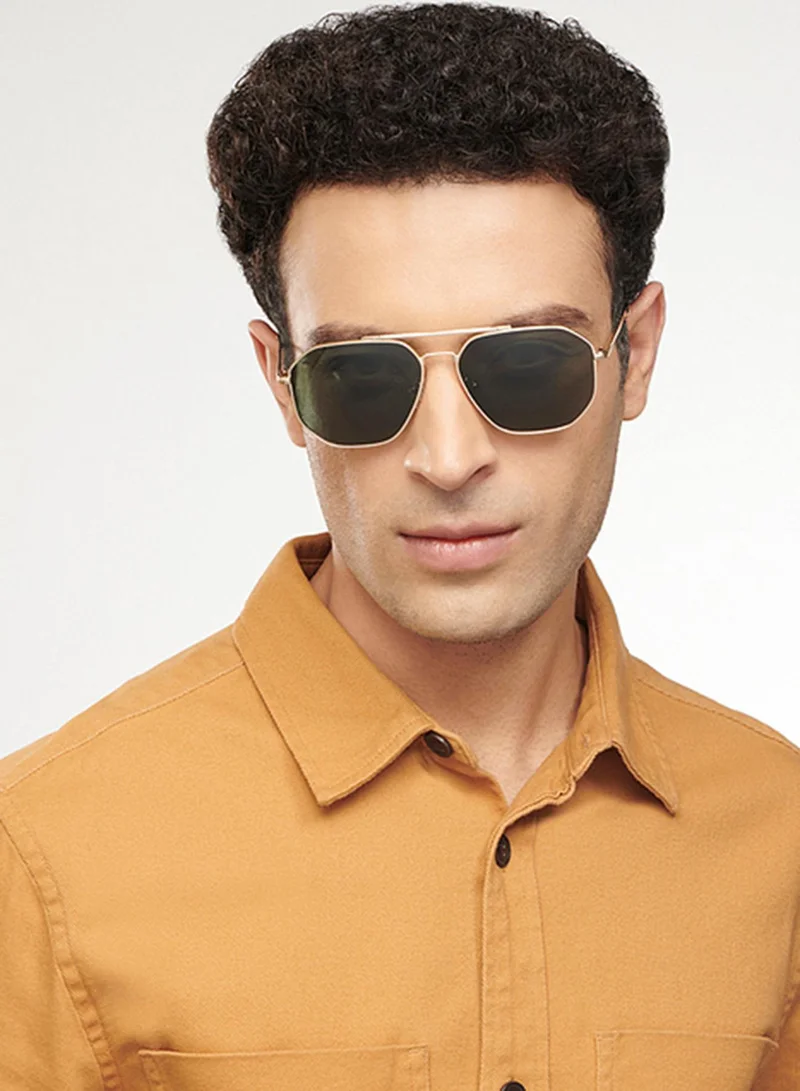 VINCENT CHASE Vincent Chase By Lenskart | Gold Green Full Rim Pilot Branded Latest and Stylish Sunglasses | 100% UV Protected | Men &amp; Women | Large | VC S14495