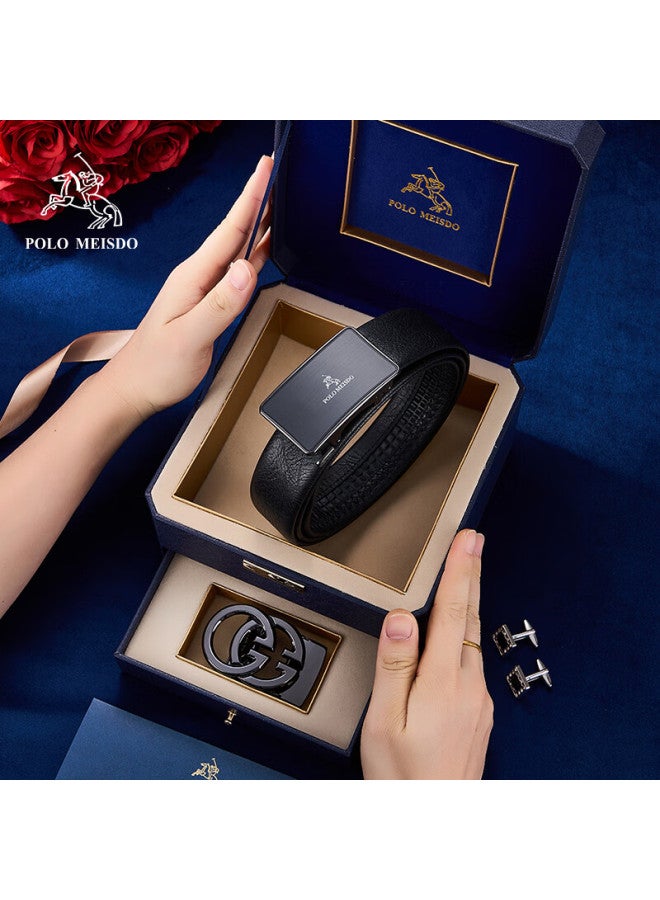 Polomeisdo Men's Belt Men's Light Luxury Belt Double Buckle Gift Box Jd Self-operated Father's Day Gift For Dad Practical - Image 1